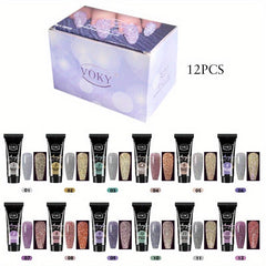 12 Colors Poly Nail Extension Gel Kit Rainbow Colors Nail Builder Gel Set