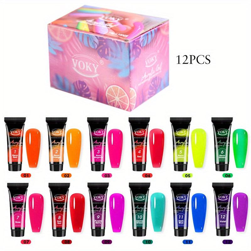 12 Colors Poly Nail Extension Gel Kit Rainbow Colors Nail Builder Gel Set