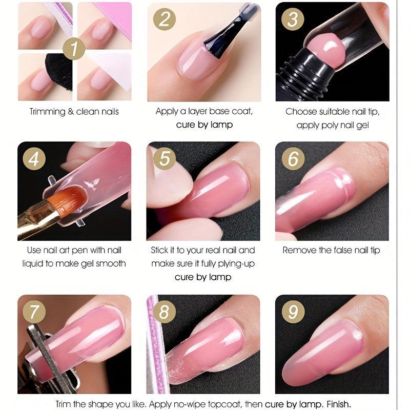 12 Colors Poly Nail Extension Gel Kit Rainbow Colors Nail Builder Gel Set