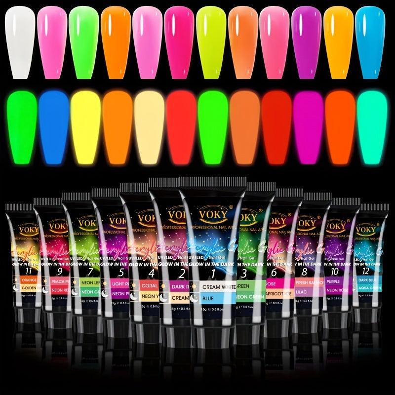 12 Colors Poly Nail Extension Gel Kit Rainbow Colors Nail Builder Gel Set