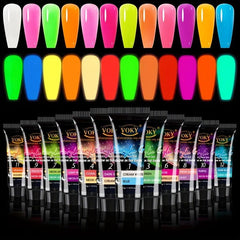 12 Colors Poly Nail Extension Gel Kit Rainbow Colors Nail Builder Gel Set
