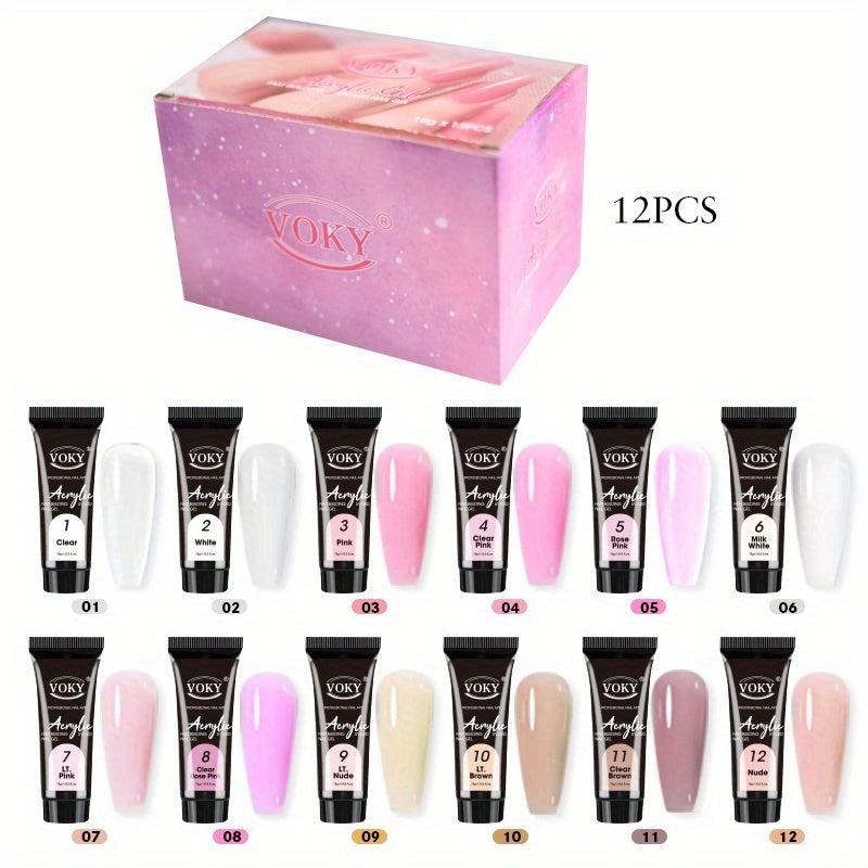 12 Colors Poly Nail Extension Gel Kit Rainbow Colors Nail Builder Gel Set
