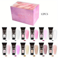 12 Colors Poly Nail Extension Gel Kit Rainbow Colors Nail Builder Gel Set