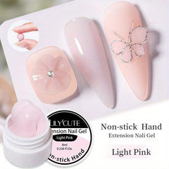 8ML Non Stick Hand Extension Gel Clear Nude Pink Carving Flower Nail