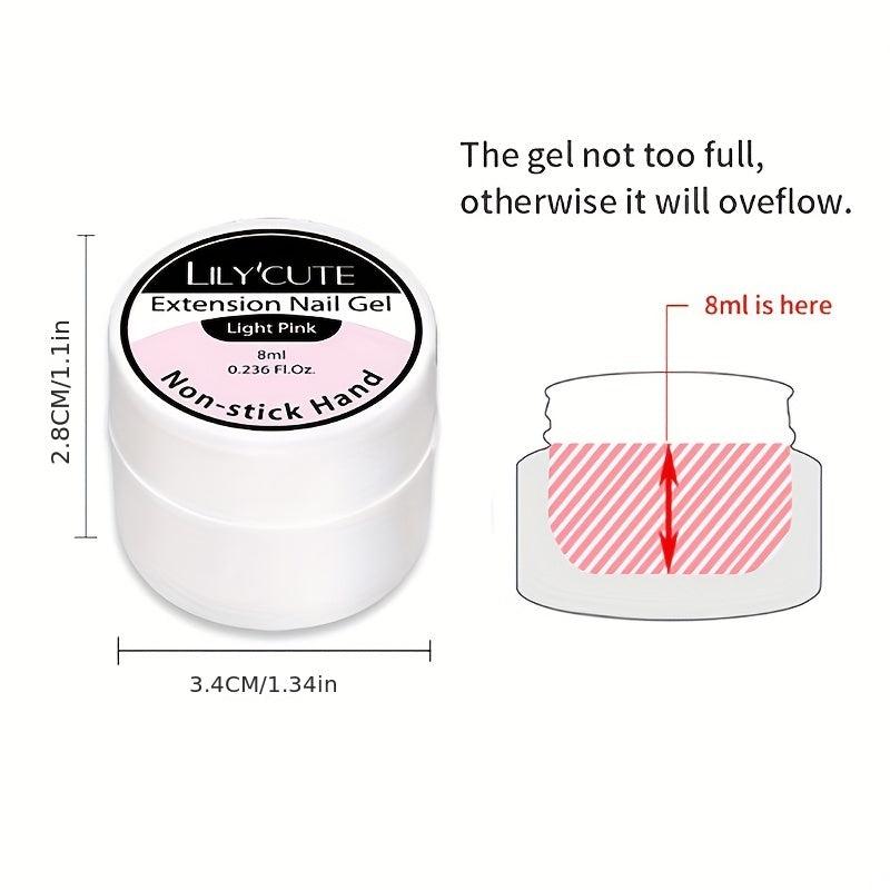 8ML Non Stick Hand Extension Gel Clear Nude Pink Carving Flower Nail