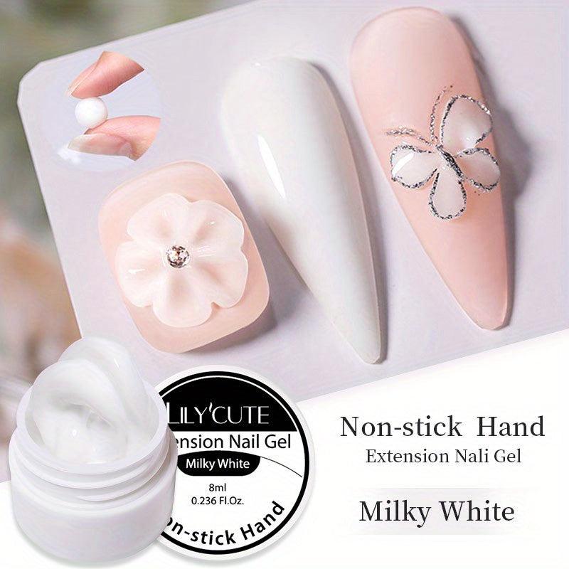 8ML Non Stick Hand Extension Gel Clear Nude Pink Carving Flower Nail