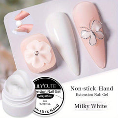 8ML Non Stick Hand Extension Gel Clear Nude Pink Carving Flower Nail