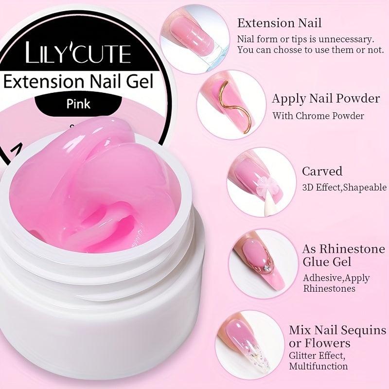 8ML Non Stick Hand Extension Gel Clear Nude Pink Carving Flower Nail