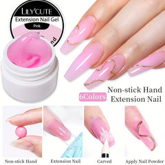 8ML Non Stick Hand Extension Gel Clear Nude Pink Carving Flower Nail