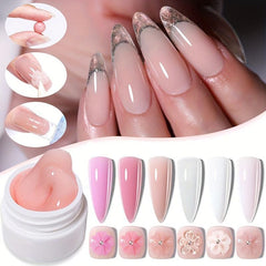 8ML Non Stick Hand Extension Gel Clear Nude Pink Carving Flower Nail