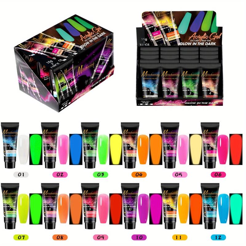 12 Colors Glow In The Dark Glitter Poly Gel Kit for Manicure