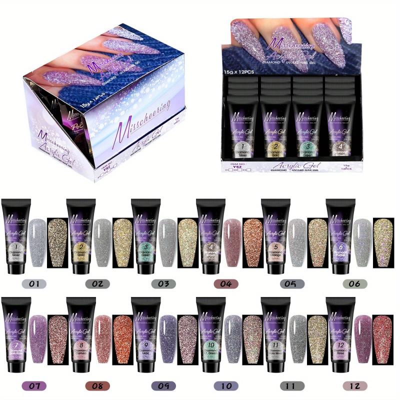 12 Colors Glow In The Dark Glitter Poly Gel Kit for Manicure