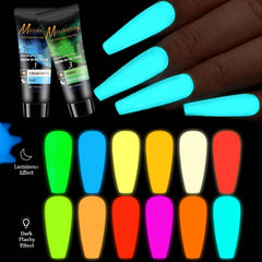 12 Colors Glow In The Dark Glitter Poly Gel Kit for Manicure
