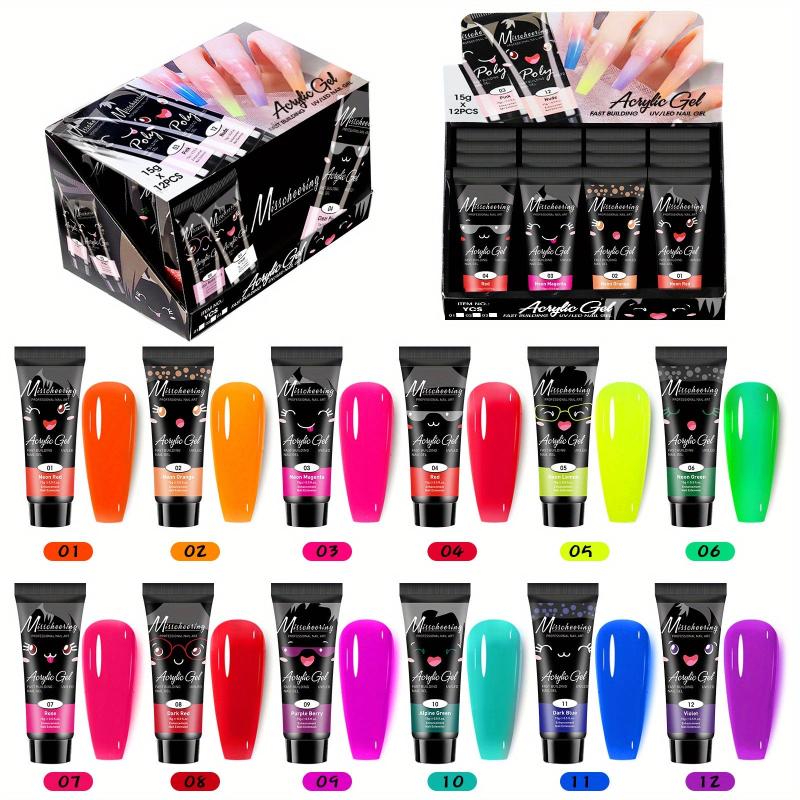 12 Colors Glow In The Dark Glitter Poly Gel Kit for Manicure