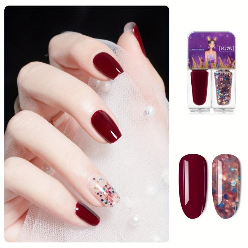 2pcs Nail Polish Set with Glitter Sequin Nail Lacquers