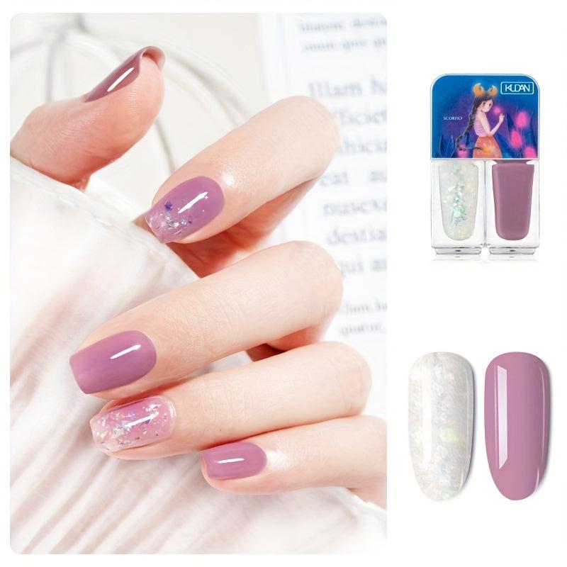 2pcs Nail Polish Set with Glitter Sequin Nail Lacquers
