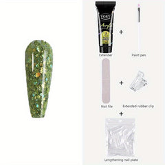 Glitter Nail Extension Gel Kit with DIY Nail Forms Set