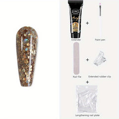 Glitter Nail Extension Gel Kit with DIY Nail Forms Set