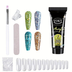 Glitter Nail Extension Gel Kit with DIY Nail Forms Set