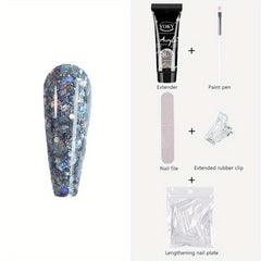 Glitter Nail Extension Gel Kit with DIY Nail Forms Set