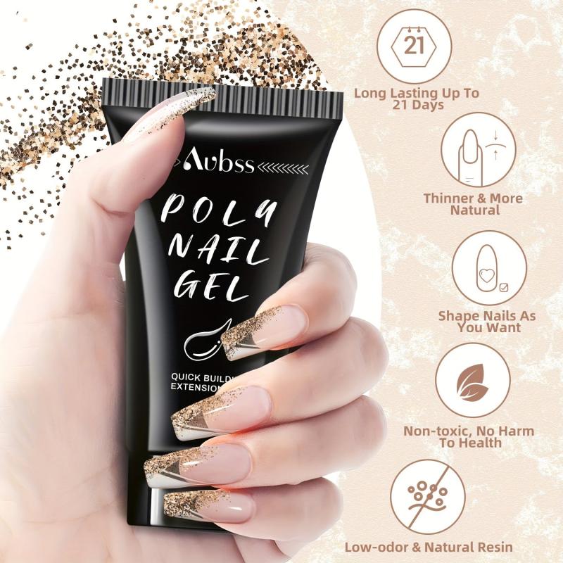 60g Crystal Poly Gel Nail Extensions 6 Colors Salon Nail Art Pink Long Lasting