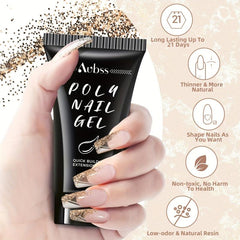 60g Crystal Poly Gel Nail Extensions 6 Colors Salon Nail Art Pink Long Lasting