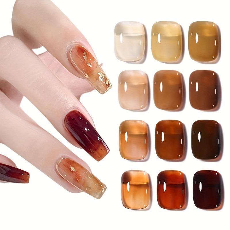 Crystal Gel Nail Polish Tortoise Shell Red Coral