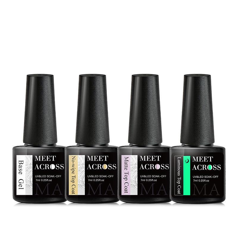 4PCS Nail Gel Set: Base Gel, Top Coat, Matte Top Coat, Dehydrator, Primer