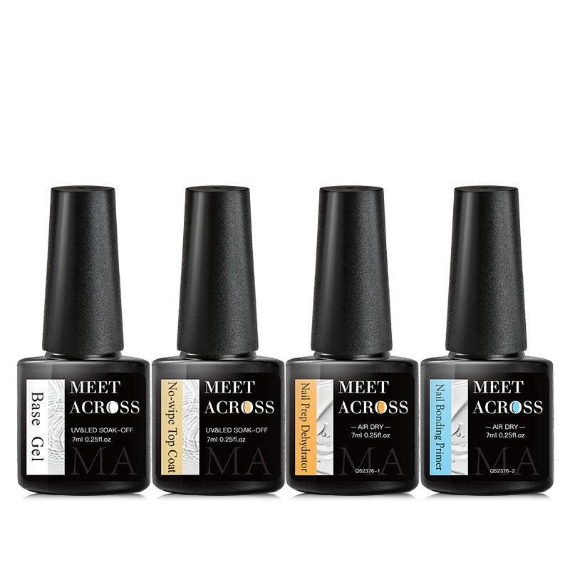 4PCS Nail Gel Set: Base Gel, Top Coat, Matte Top Coat, Dehydrator, Primer