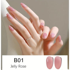 Translucent Ice Jelly Nail Gel Polish Nude Pink Green Salon Home Use