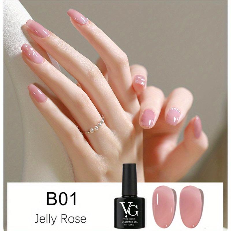 Translucent Ice Jelly Nail Gel Polish Nude Pink Green Salon Home Use