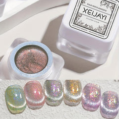 Glitter Gel Nail Polish with Magnetic Cat Reflective Broken Diamond Varnish