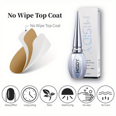 Long Lasting High Gloss Gel Top Coat for Nails 15ml No Wipe Top Coat