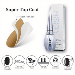 Long Lasting High Gloss Gel Top Coat for Nails 15ml No Wipe Top Coat