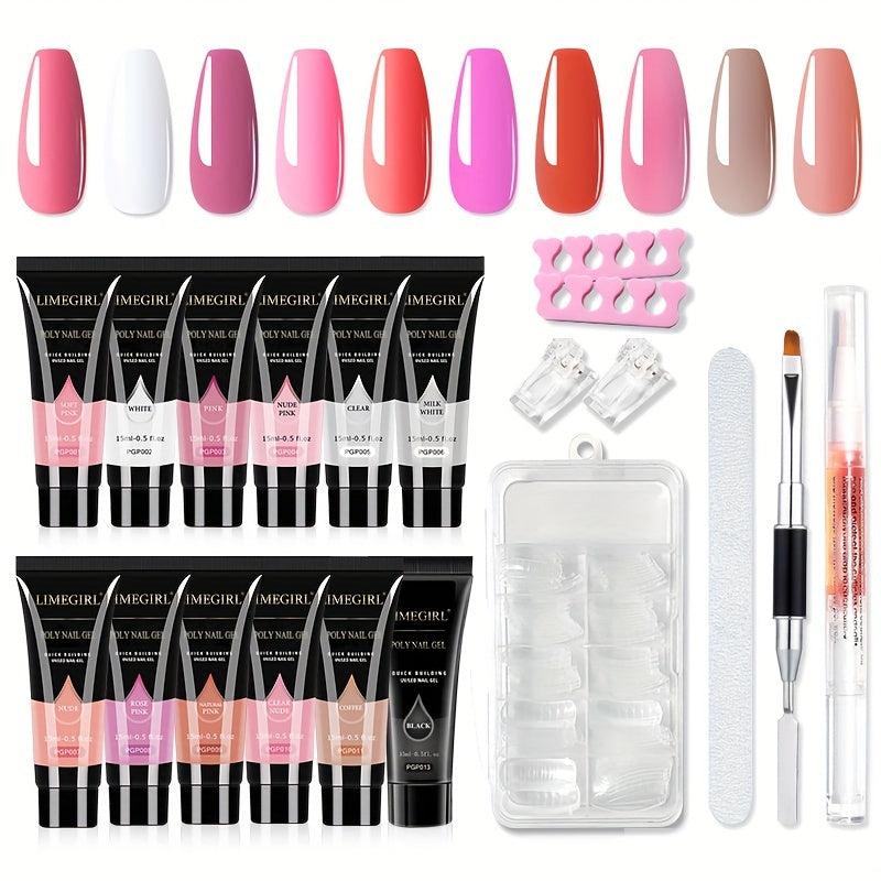 9pcs Nail Extension Gel Kit Builder Gel Nail Forms French Manicure Set