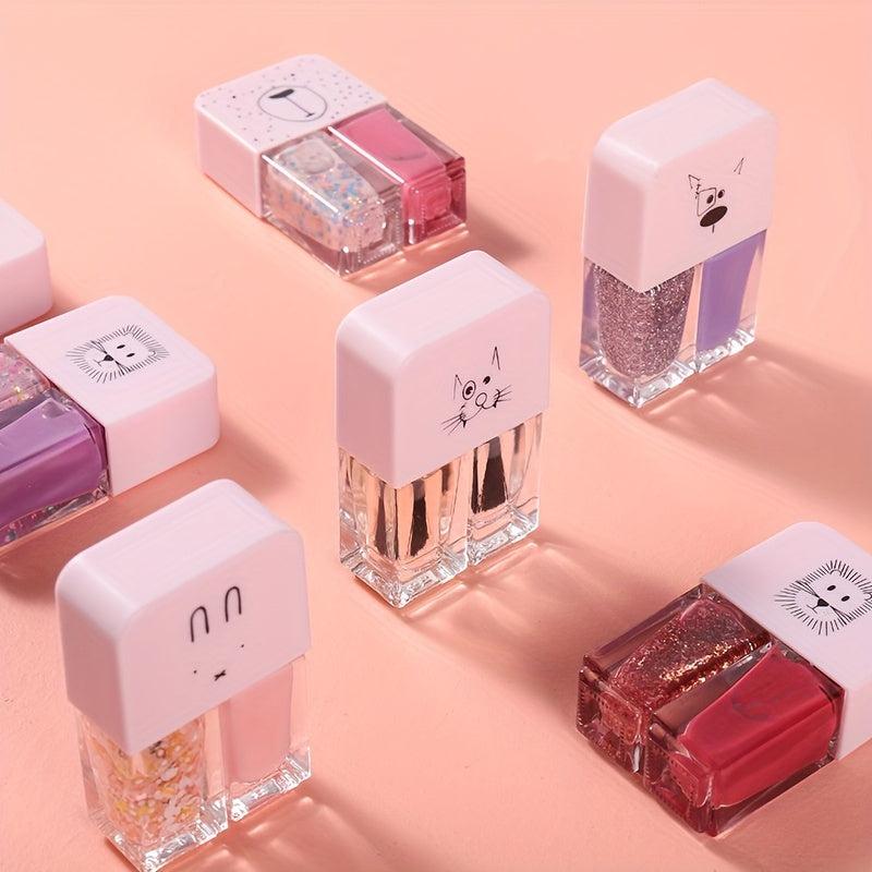 2pcs Glossy Matte Nail Polish Set Quick Drying Lacquer Sequin Nail Polish
