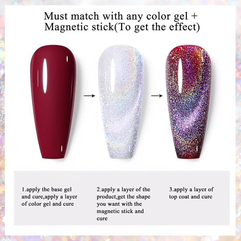 Red Holographic Cat Eye Gel Nail Polish