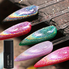 Red Holographic Cat Eye Gel Nail Polish