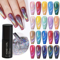 Red Holographic Cat Eye Gel Nail Polish