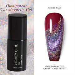 Red Holographic Cat Eye Gel Nail Polish