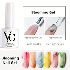 Blooming Gel Nail Polish Long Lasting Gel with Gradient Dying Colors