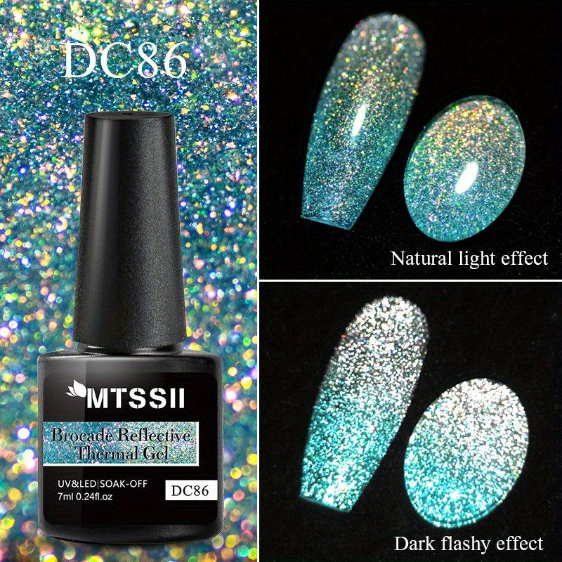 Reflective Glitter Gel Nail Polish, Temperature Changing, Broken Drill Design