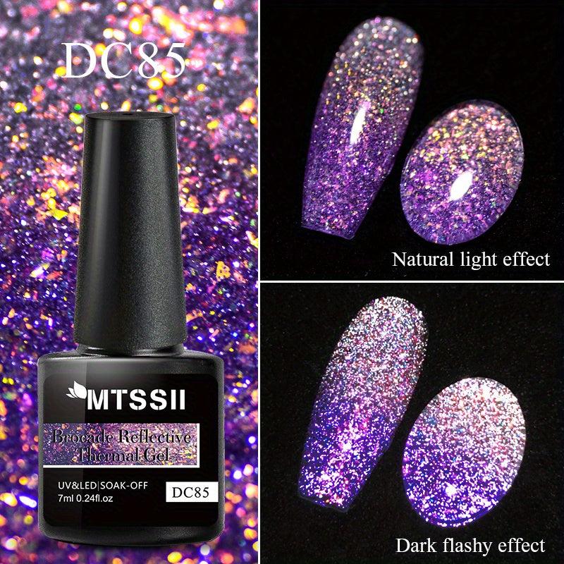 Reflective Glitter Gel Nail Polish, Temperature Changing, Broken Drill Design