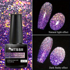 Reflective Glitter Gel Nail Polish, Temperature Changing, Broken Drill Design