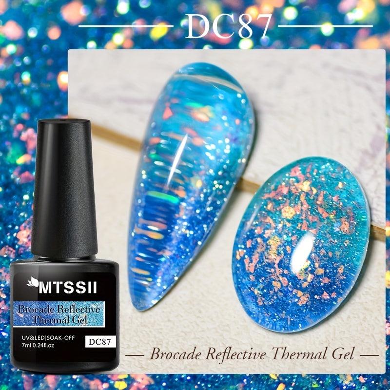 Reflective Glitter Gel Nail Polish, Temperature Changing, Broken Drill Design