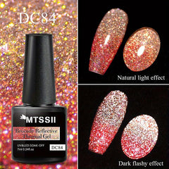 Reflective Glitter Gel Nail Polish, Temperature Changing, Broken Drill Design
