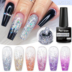 7ml Glitter Sequins Gel Nail Polish Semi Permanent Soak Off Uv Gel Nail Art Varn