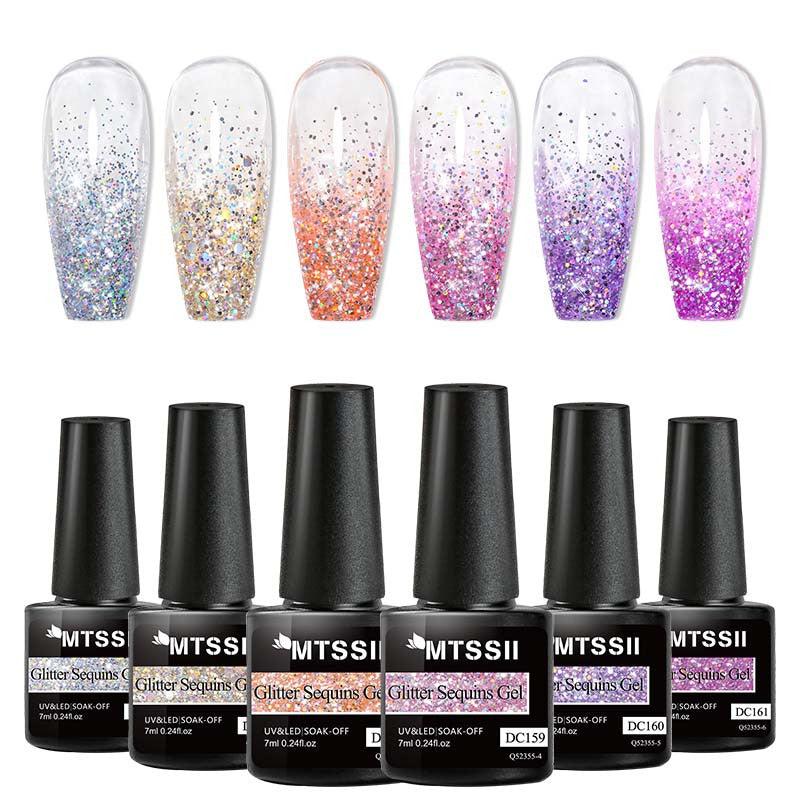 7ml Glitter Sequins Gel Nail Polish Semi Permanent Soak Off Uv Gel Nail Art Varn