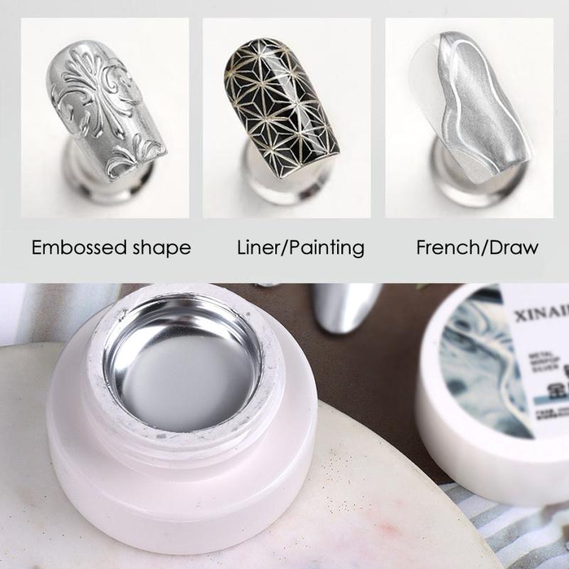 Silver Nail Gel Polish Metallic Mirror Effect Soak Off Painting Gel