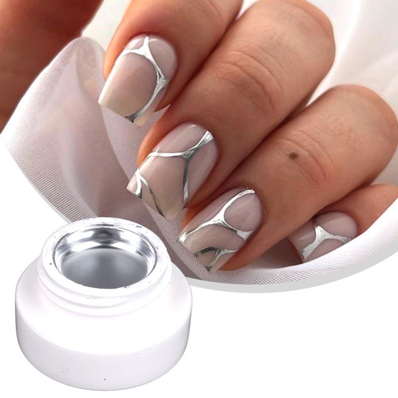 Silver Nail Gel Polish Metallic Mirror Effect Soak Off Painting Gel